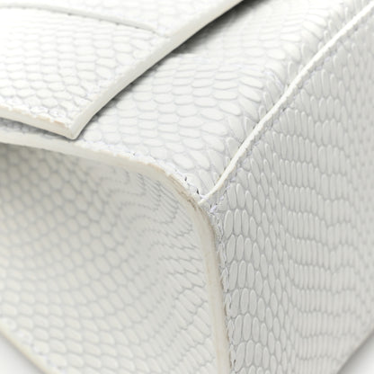 Balenciaga Matte Calfskin Snake Embossed Tonal B Small Hourglass Top Handle Bag Optic White 12 of 16