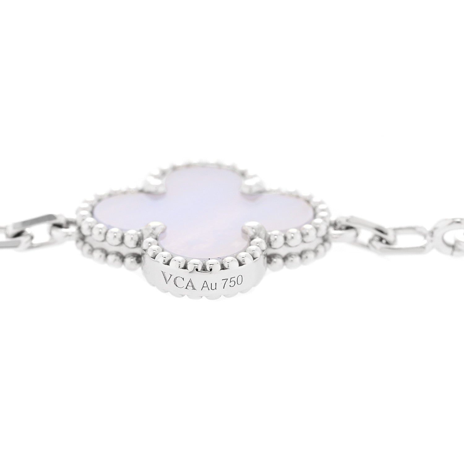 Van Cleef & Arpels 18K White Gold Chalcedony 10 Motifs Vintage Alhambra Necklace 6 of 7