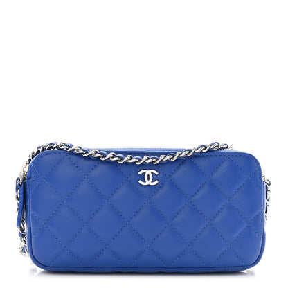 Chanel Lambskin Quilted Small Clutch With Chain Blue 1 of 13