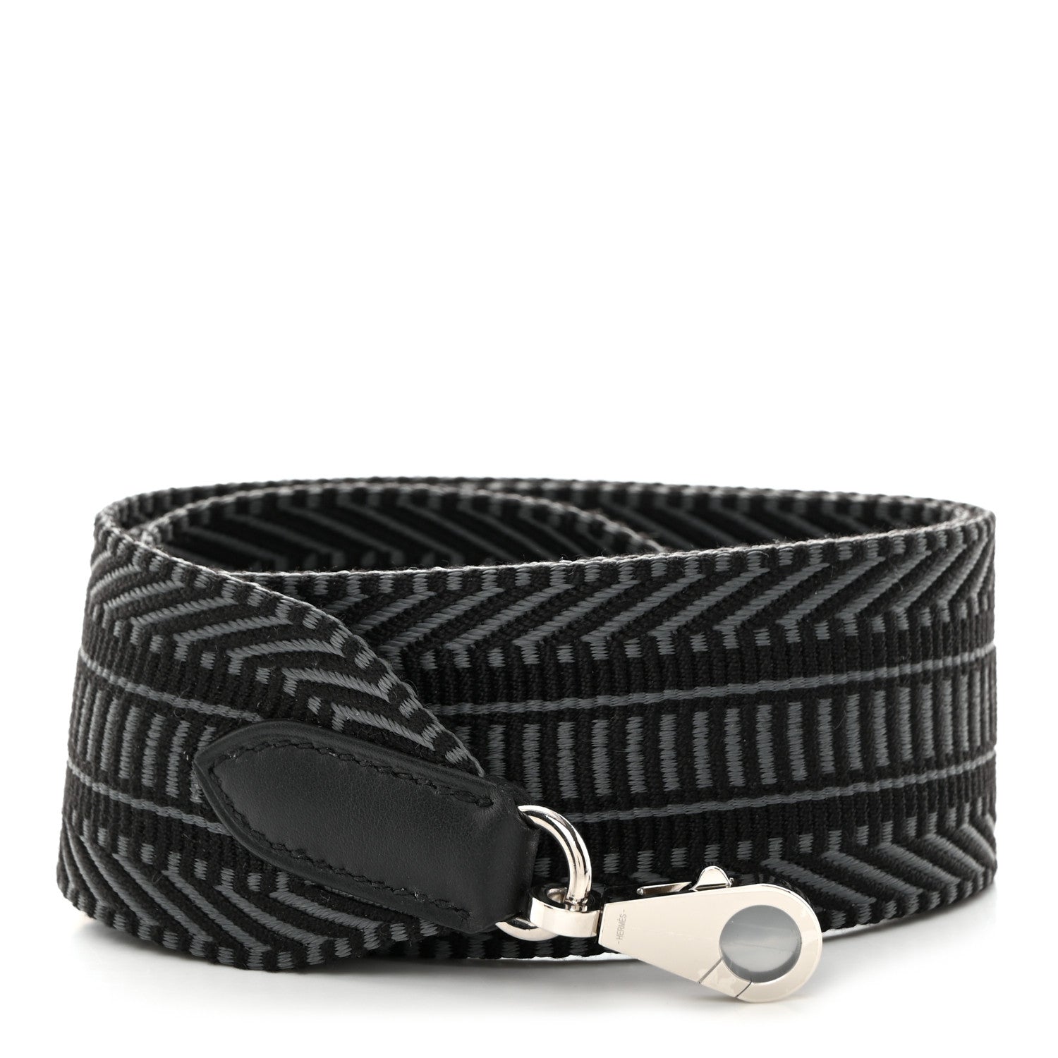 Hermes Toile Swift 50mm Sangle Cavale Shoulder Strap Black Gris Misty 1 of 6