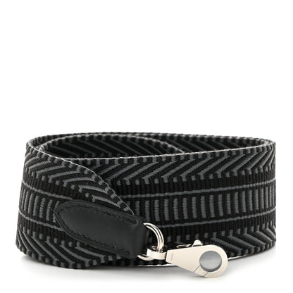 Hermes Toile Swift 50mm Sangle Cavale Shoulder Strap Black Gris Misty 1 of 6
