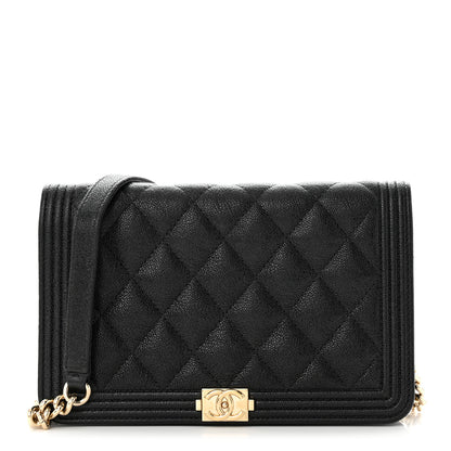 Chanel Caviar Quilted Boy Wallet On Chain WOC Black 1 of 12