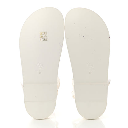 Chanel Calfskin Printed Velcro Dad Sandals 39 White 5 of 10