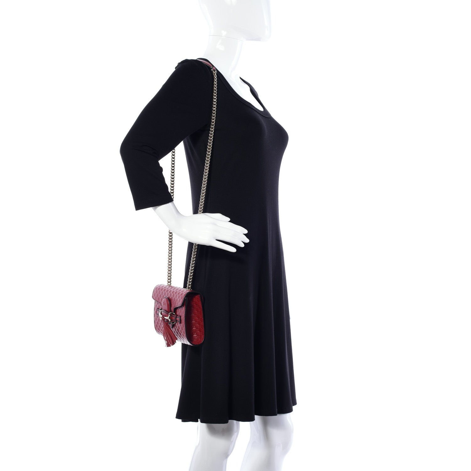 Gucci Soft Microguccissima Mini Emily Chain Shoulder Bag Rosso 2 of 11