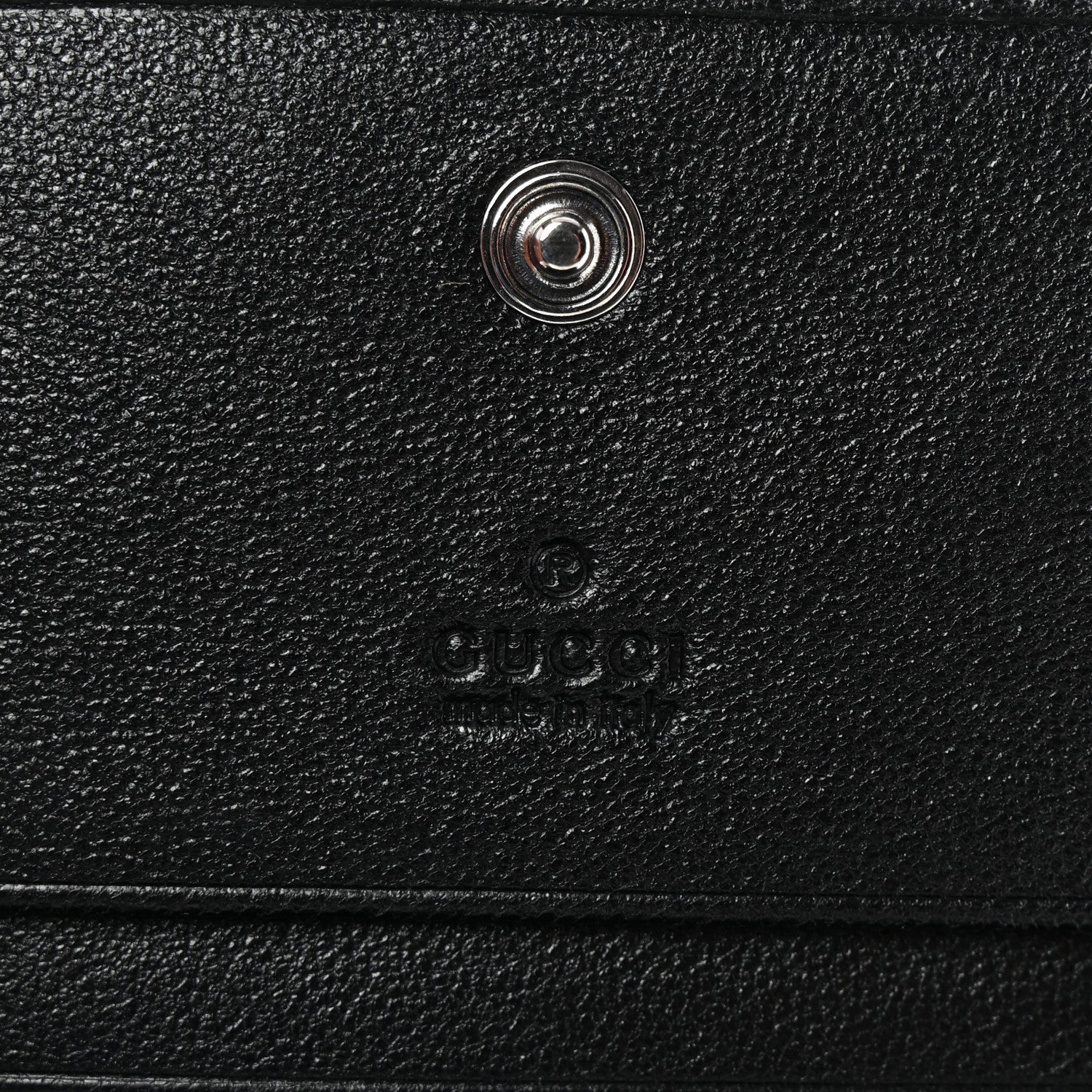 Gucci Sakai Be Green Calfskin Diagonal Stitched Blondie Card Case Wallet Black 6 of 7