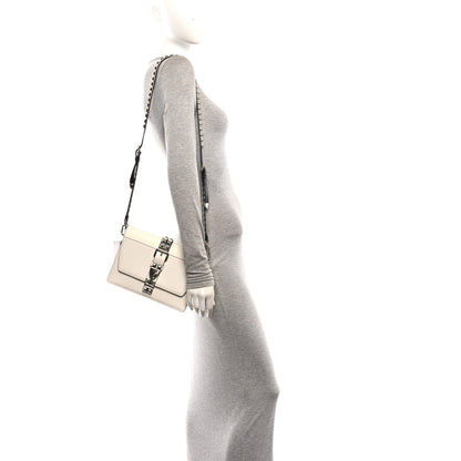 Prada Saffiano City Calfskin Studded Small Elektra Shoulder Bag White Black 2 of 9