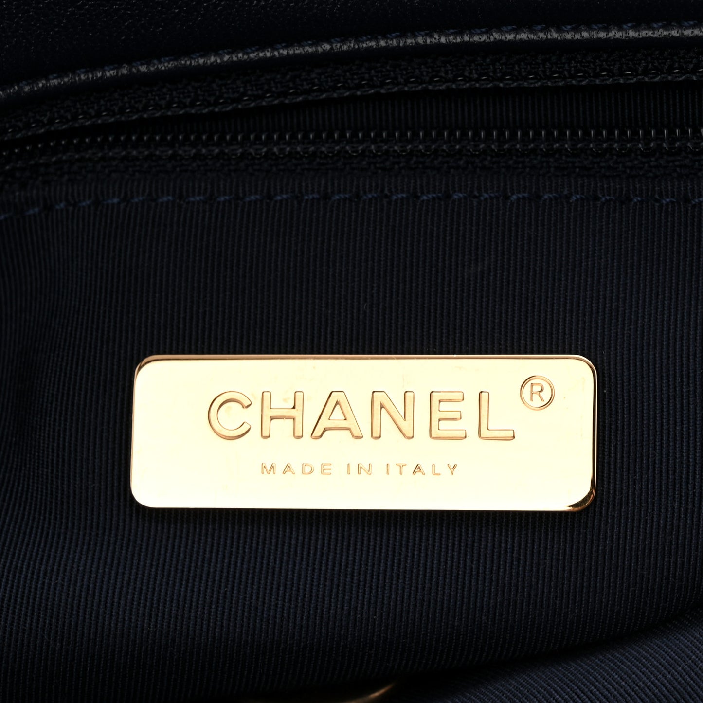 Goatskin Quilted Large Chanel 19 Flap Navy Blue