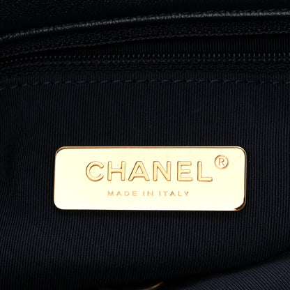 Chanel Goatskin Quilted Large Chanel 19 Flap Navy Blue 6 of 10