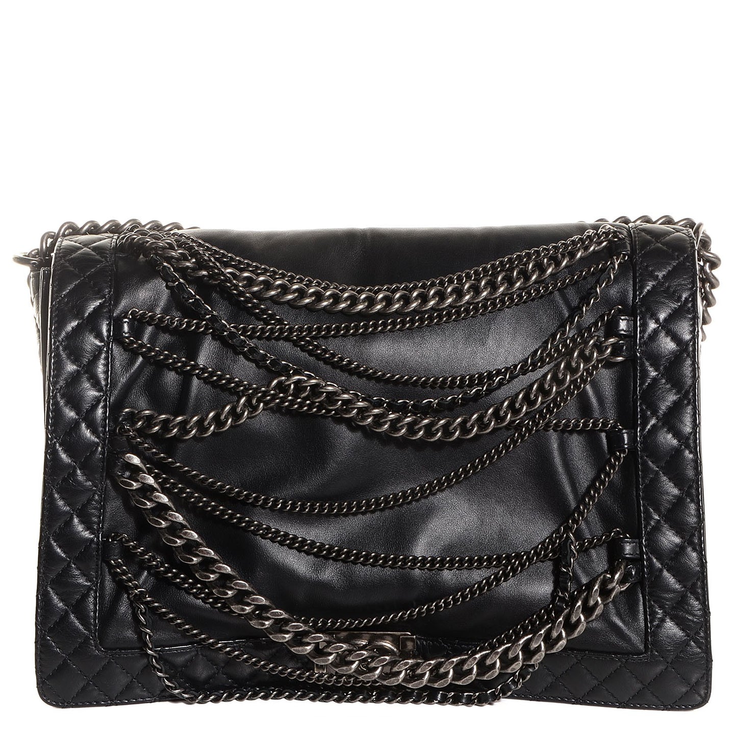 Calfskin Enchained XL Boy Flap Black