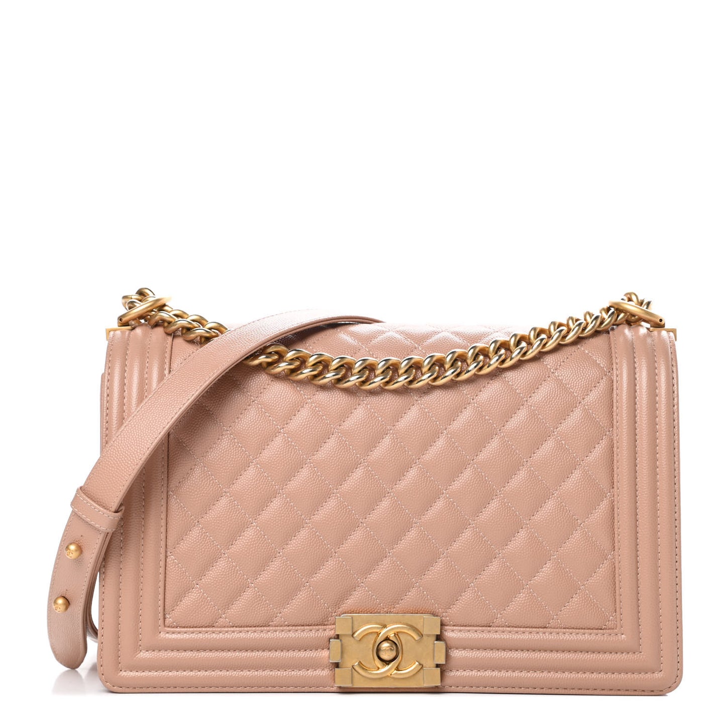 Caviar Quilted New Medium Boy Flap Beige