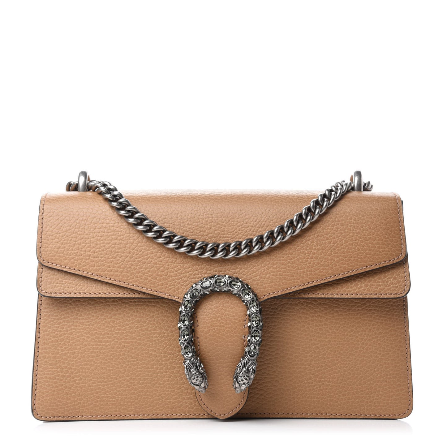 Dollar Calfskin Crystal Small Dionysus Shoulder Bag Natural Tan Black Diamond