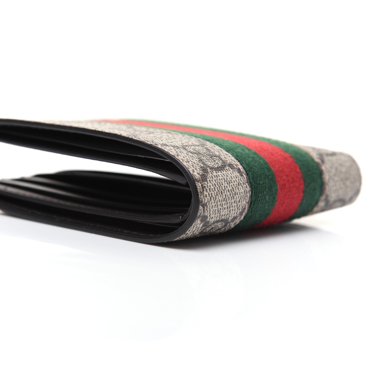 Gucci GG Supreme Monogram Selleria Calfskin Web New Web Bi-Fold Wallet Beige Ebony Cocoa 8 of 12