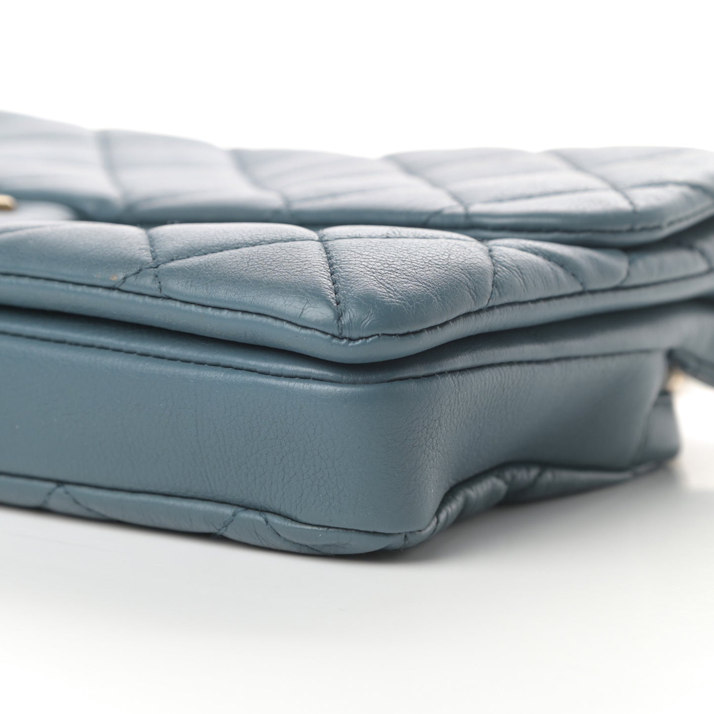 Calfskin Quilted Medium CC Crown Flap Blue