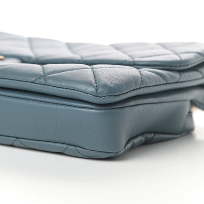 Chanel Calfskin Quilted Medium CC Crown Flap Blue 10 of 14