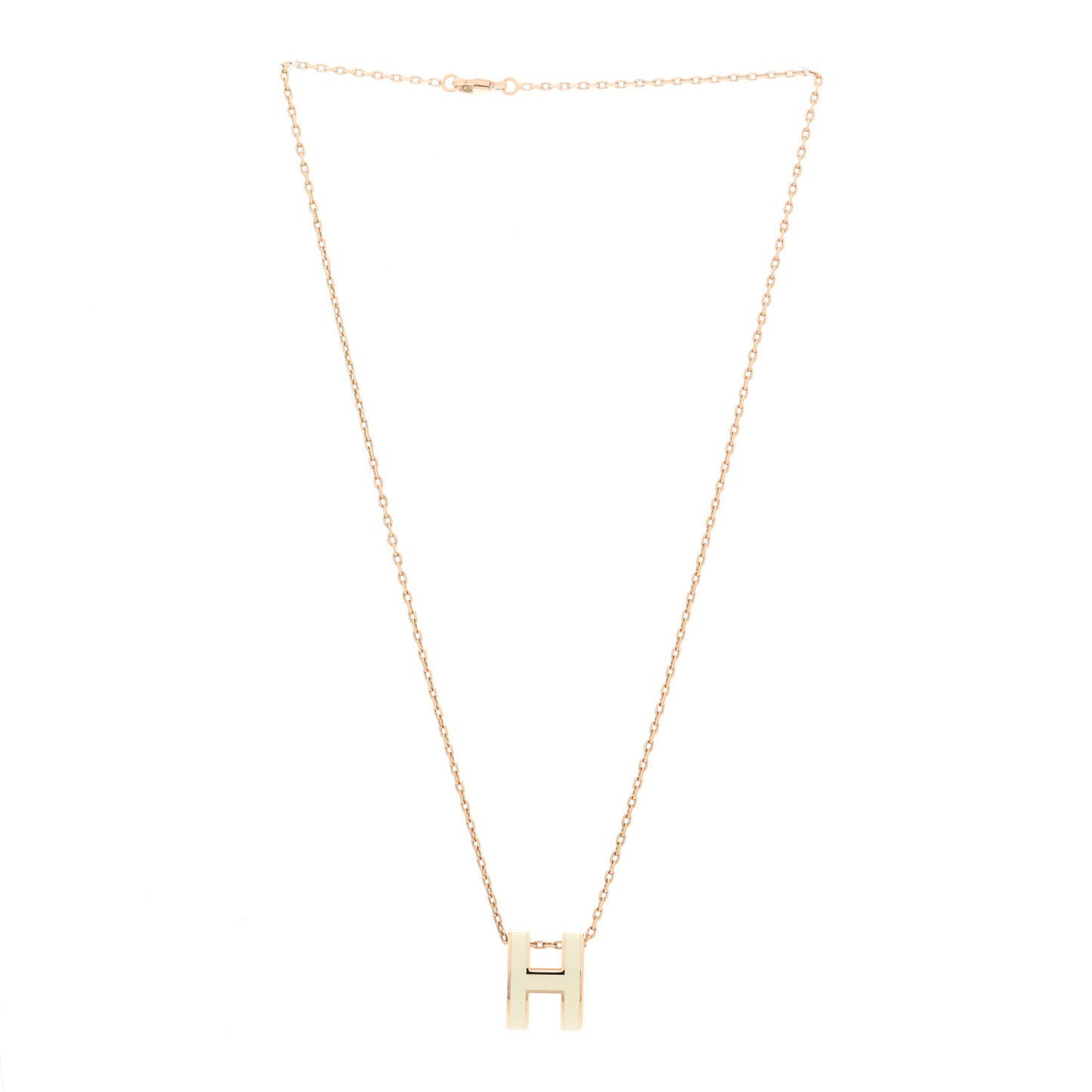 Lacquered Rose Gold Pop H Pendant Necklace White