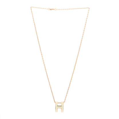 Hermes Lacquered Rose Gold Pop H Pendant Necklace White 3 of 8