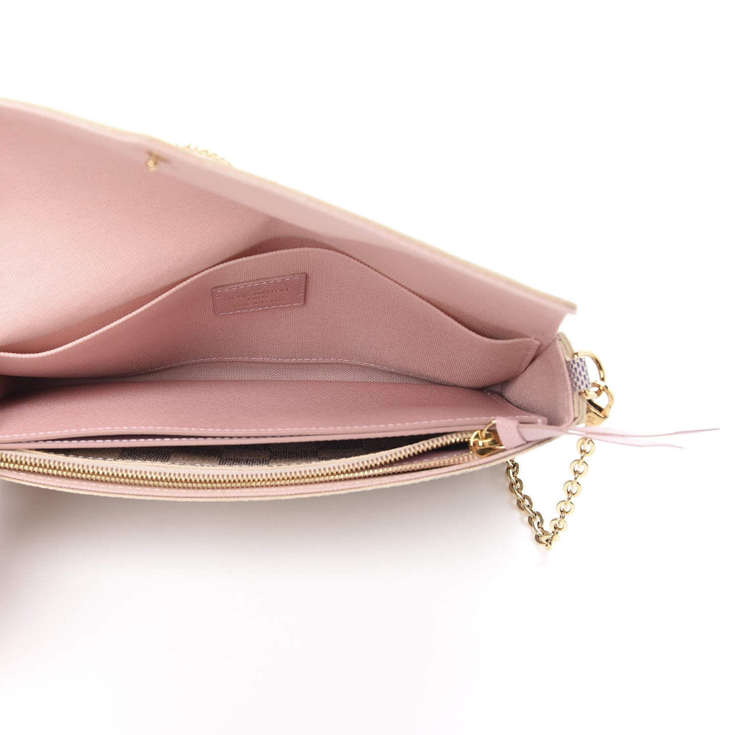 Louis Vuitton Damier Azur Pochette Felicie Chain Wallet Rose Ballerine 6 of 13
