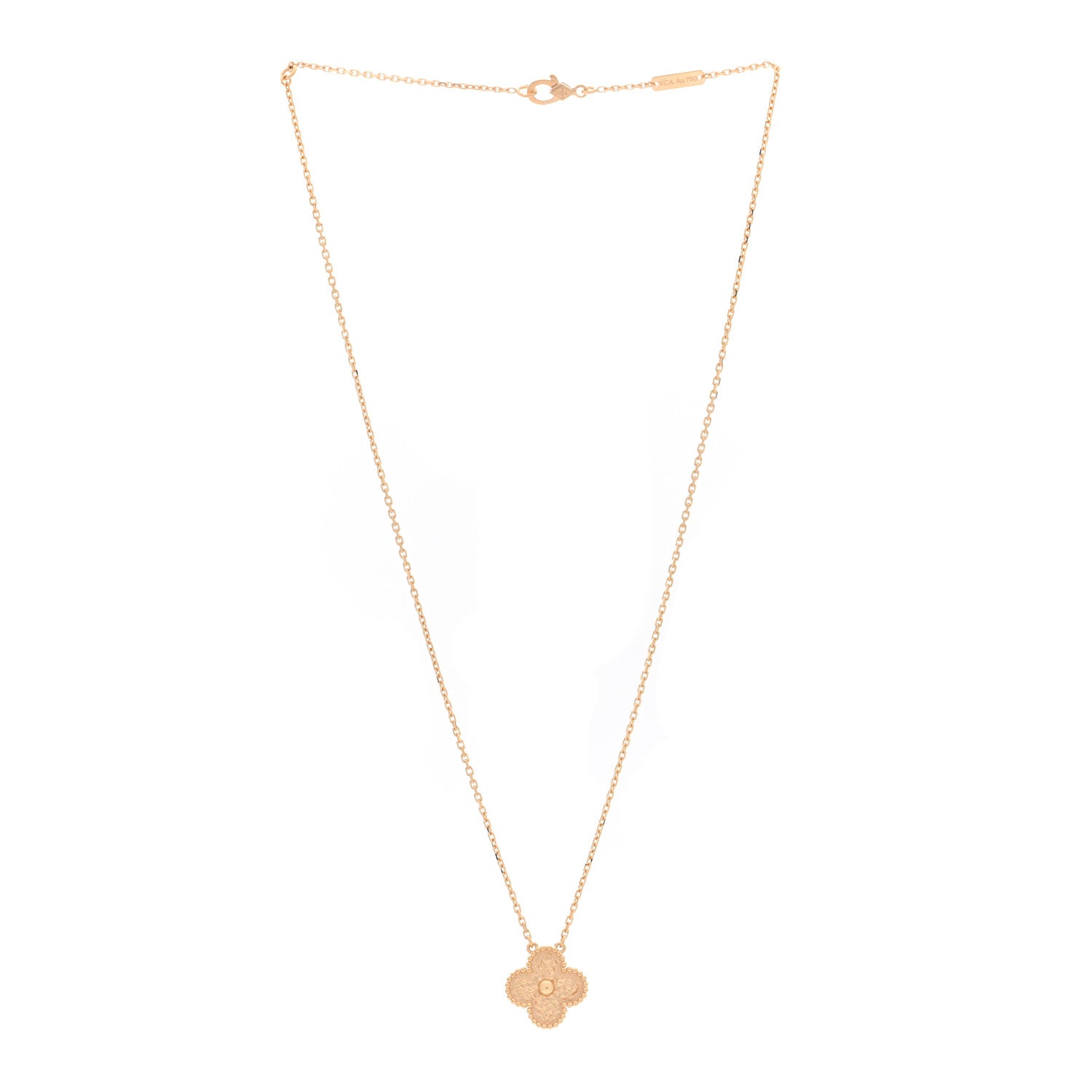 Van Cleef & Arpels 18K Yellow Gold Vintage Alhambra Pendant Necklace 3 of 5