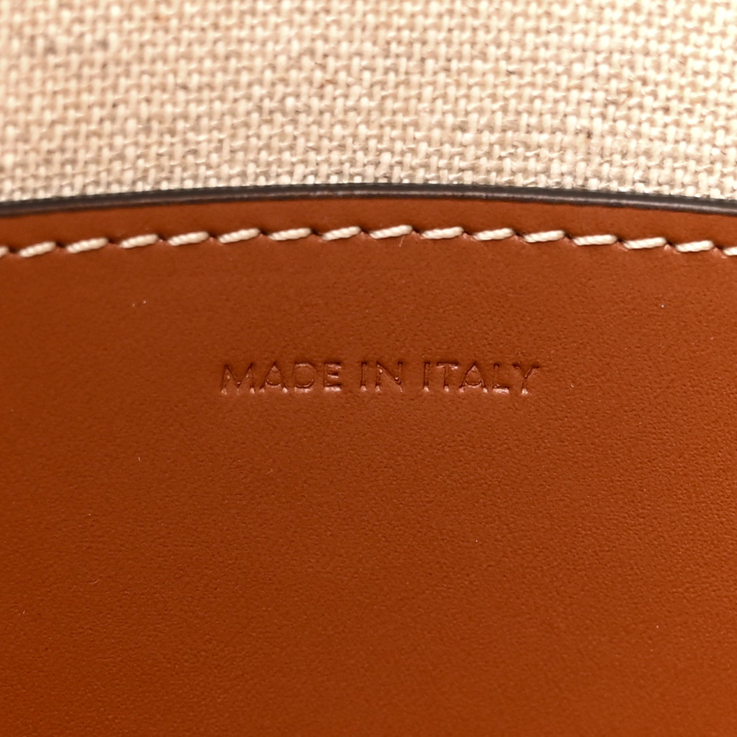 Celine Canvas Calfskin Triomphe Small Bucket Bag Natural Tan 7 of 11