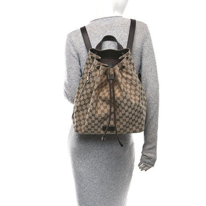 Gucci Monogram Dollar Calfskin O Drawstring Backpack Beige Ebony Testa di Moro Dark Chocolate 2 of 10