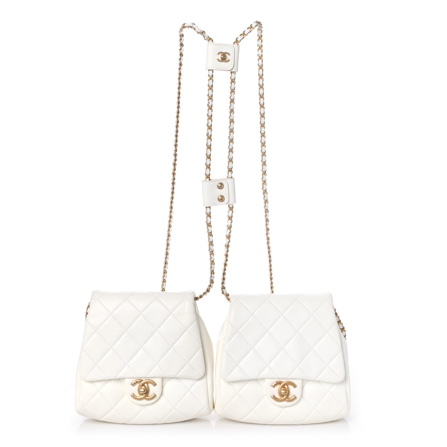 Chanel Lambskin Quilted Side-Packs White 3 of 12