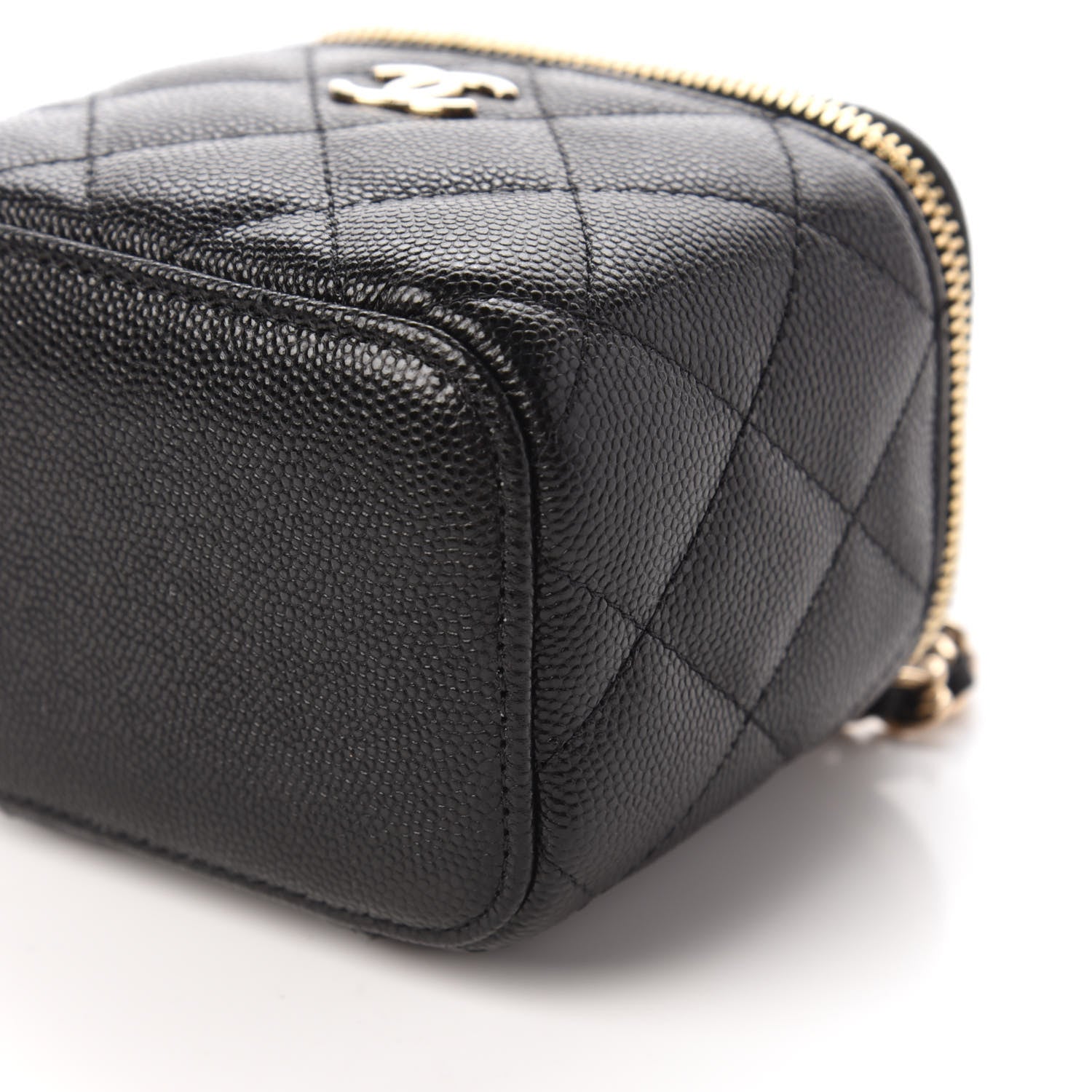Chanel Caviar Quilted Mini Pearl On Top Vanity Case With Chain Black 7 of 11