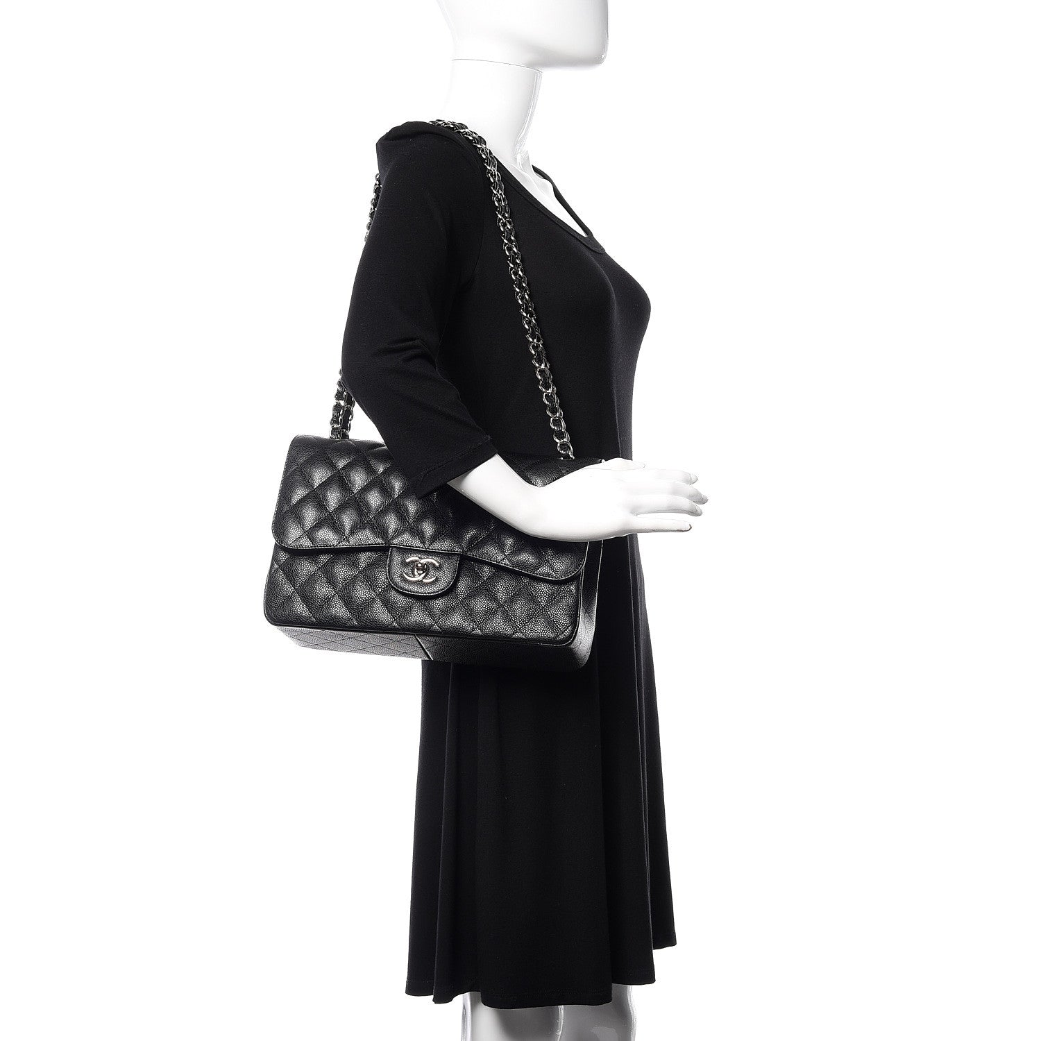 Chanel Caviar Quilted Jumbo Double Flap Black 2 of 11