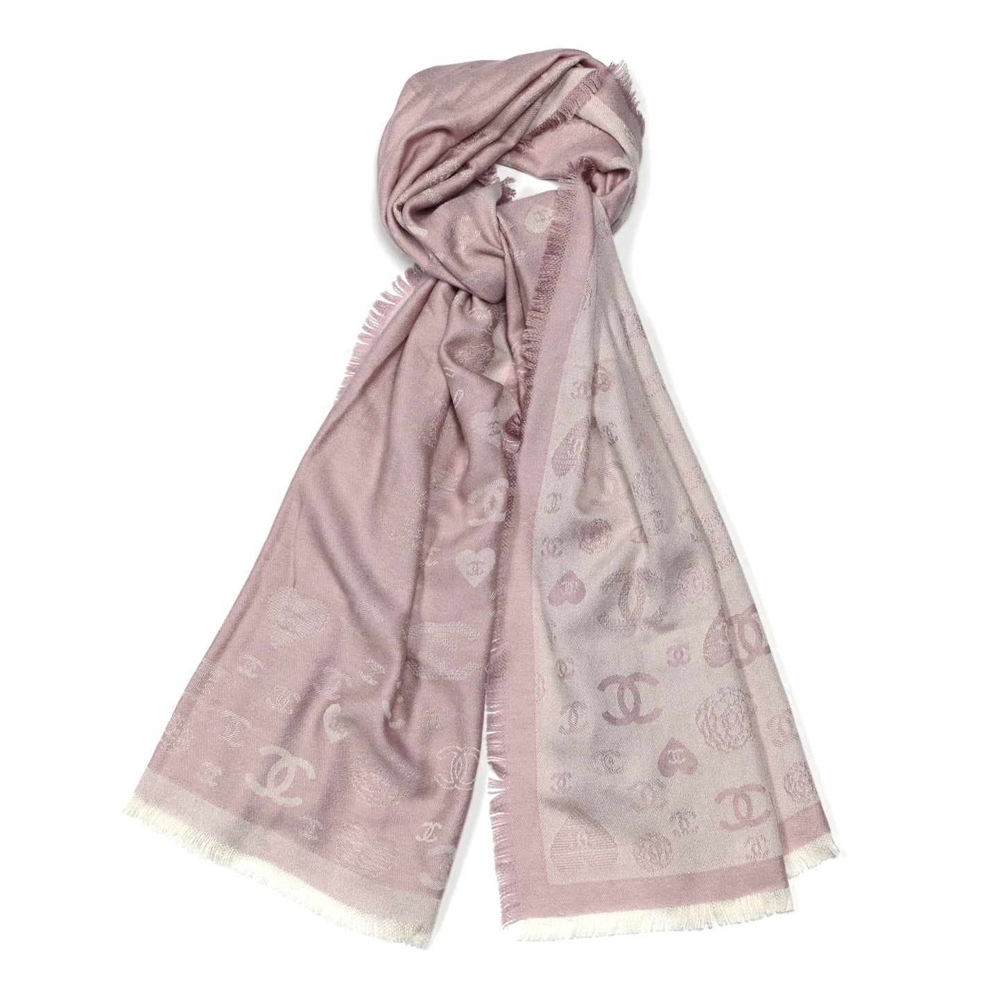 Cashmere Silk CC Heart Scarf Pink