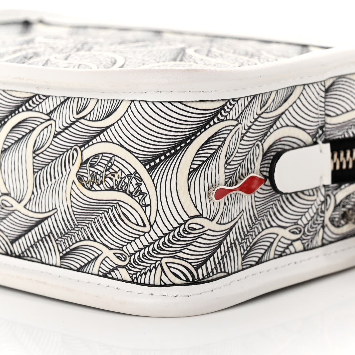 Christian Louboutin Calfskin Small Loubinth Radioloubi White Black 10 of 12