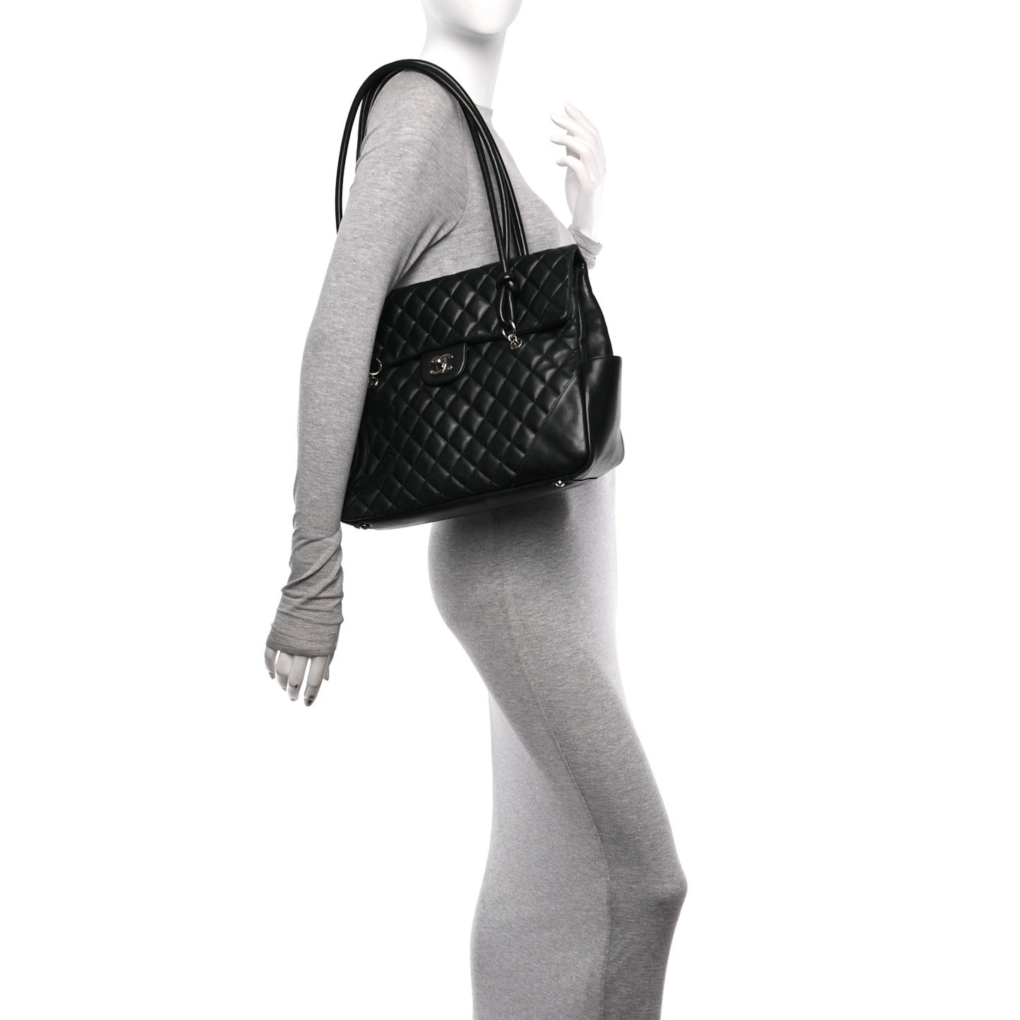 Calfskin Quilted Large Cambon Flap Black