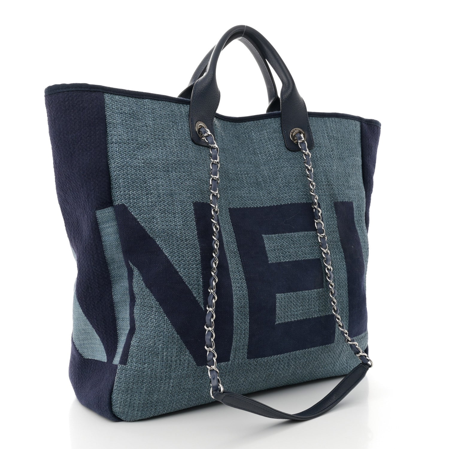 Chanel Canvas Large Shopping Tote Dark Blue 3 of 11