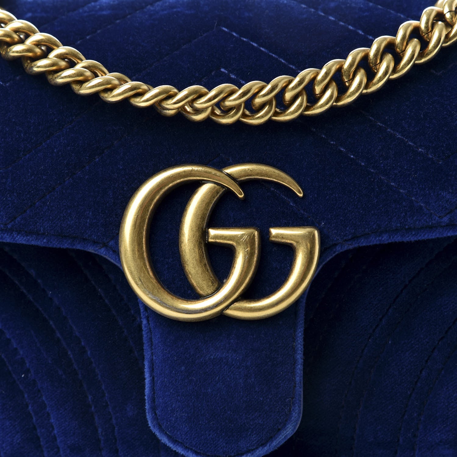 Gucci Velvet Matelasse Mini GG Marmont Shoulder Bag Cobalt Blue 10 of 10