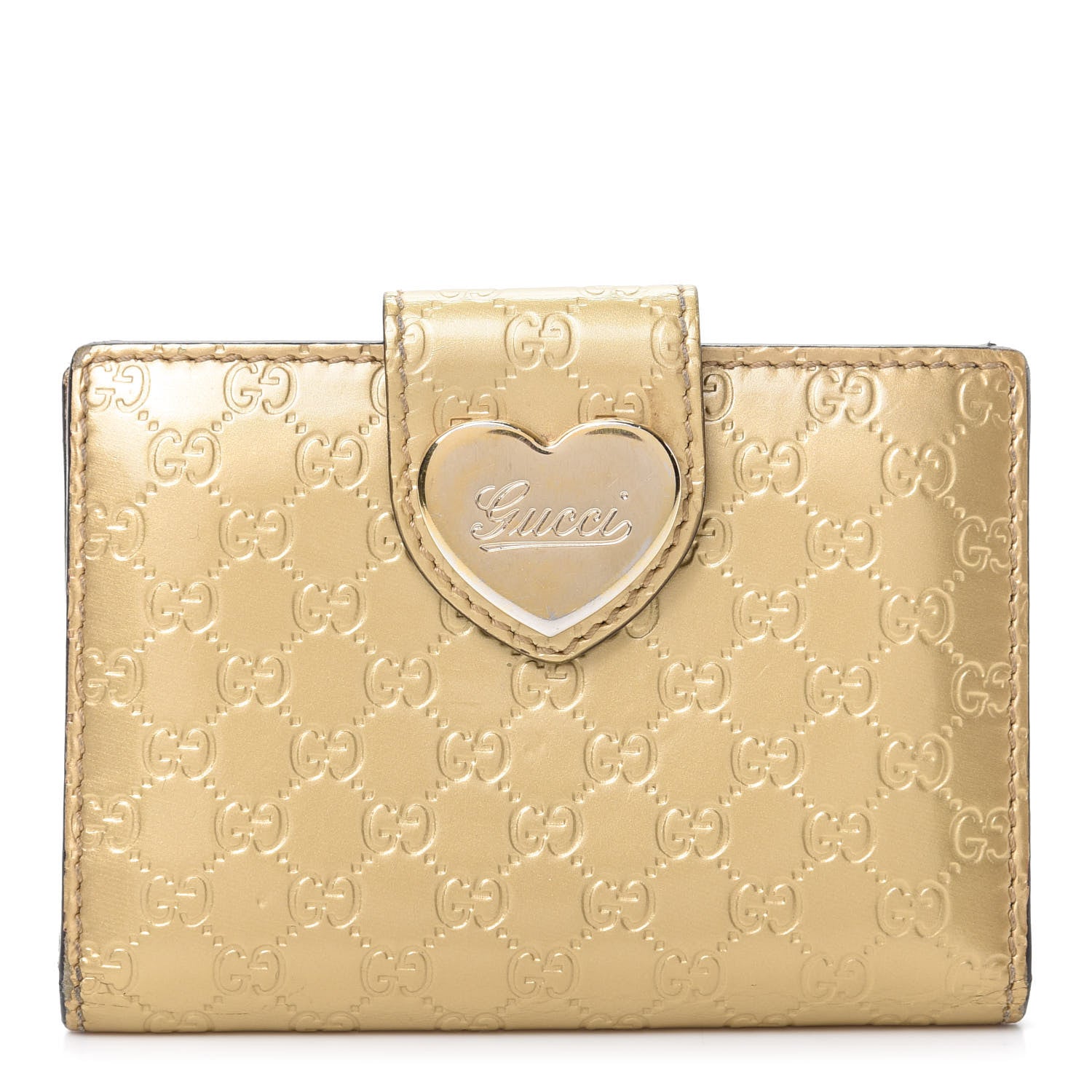 Gucci Shine Microguccissima Heart Travel Wallet Gold 1 of 8