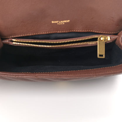 Saint Laurent Calfskin Matelasse Chevron Monogram Medium College Bag Old Brandy 4 of 12