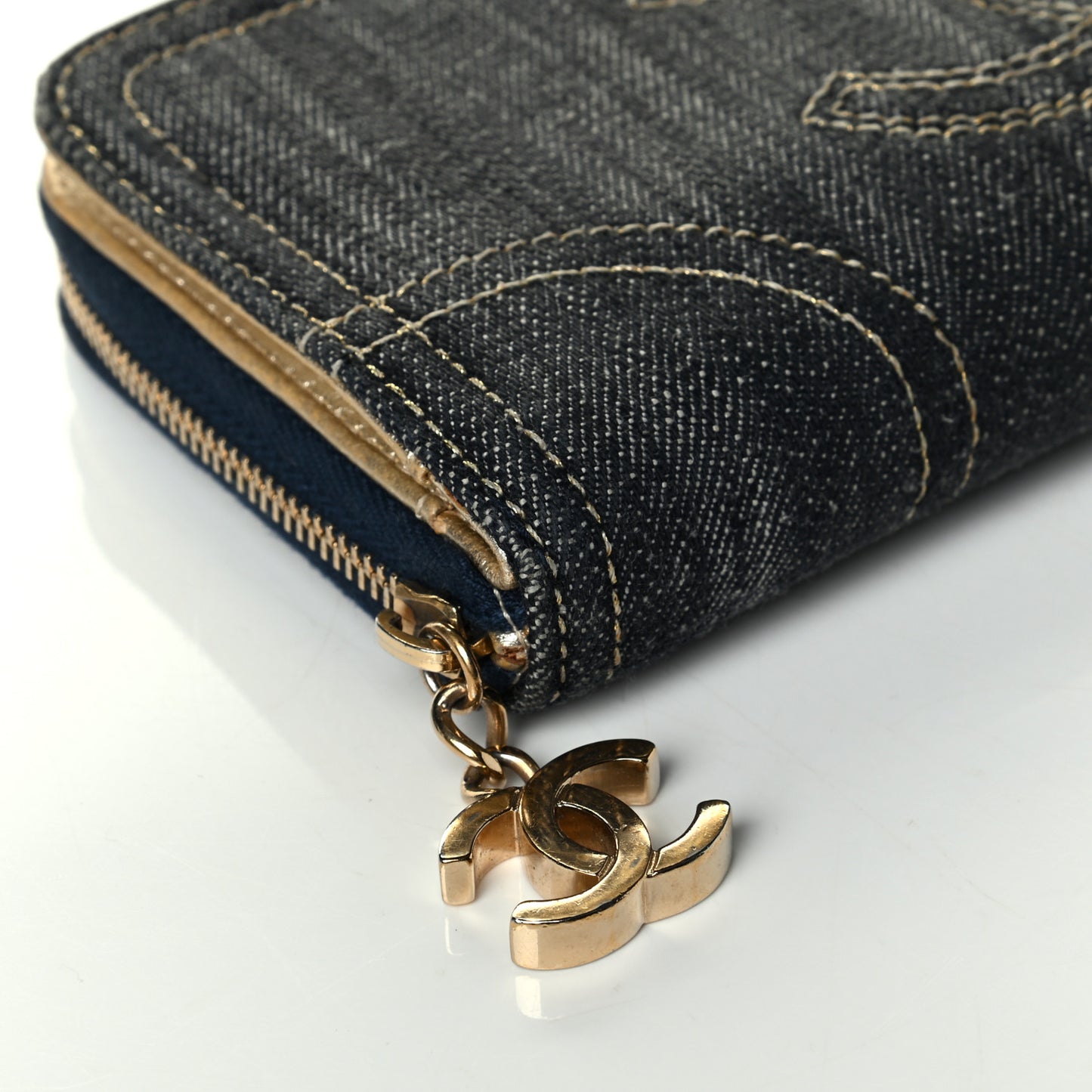 Denim CC Zip Around Wallet