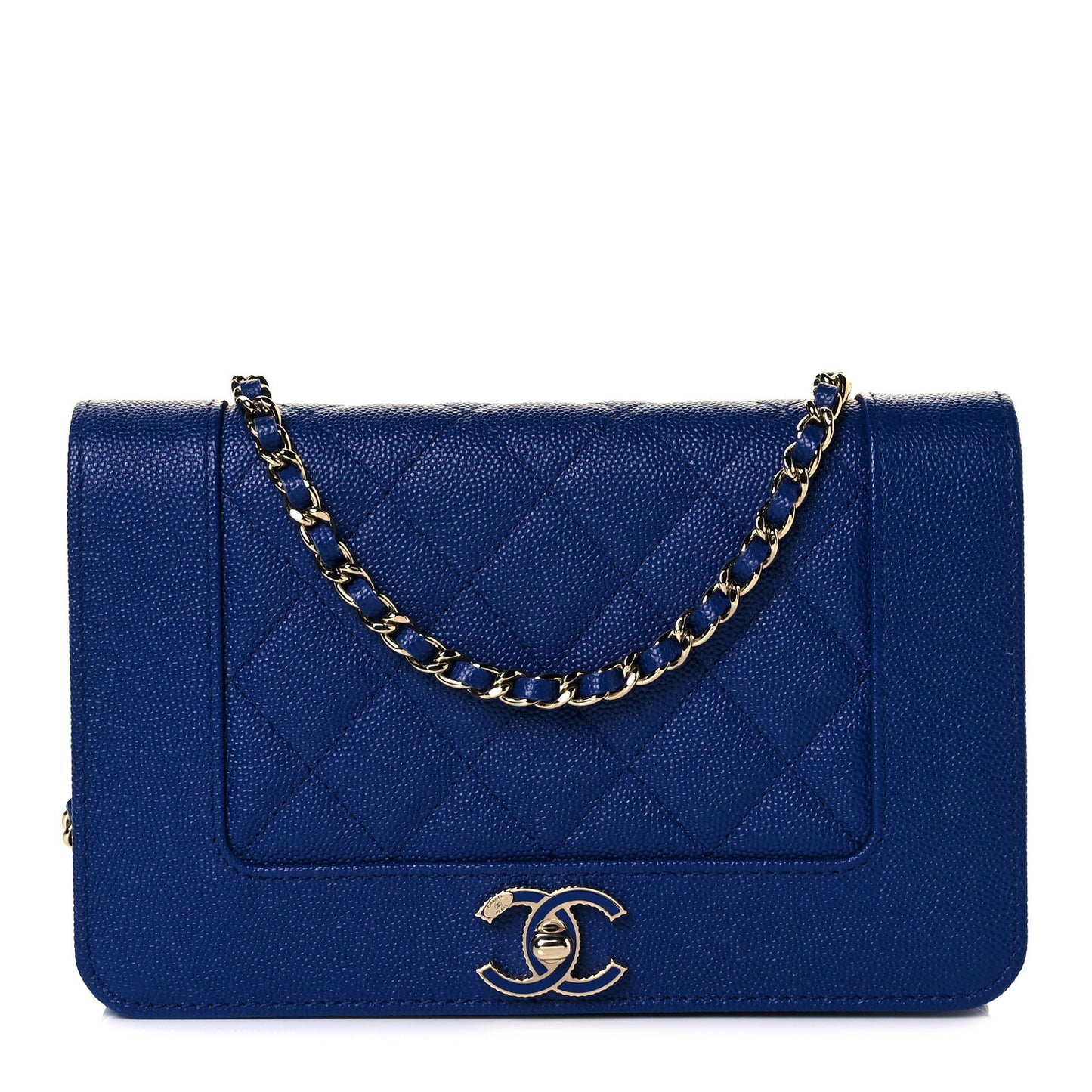 Caviar Quilted Vintage Mademoiselle Wallet On Chain WOC Blue