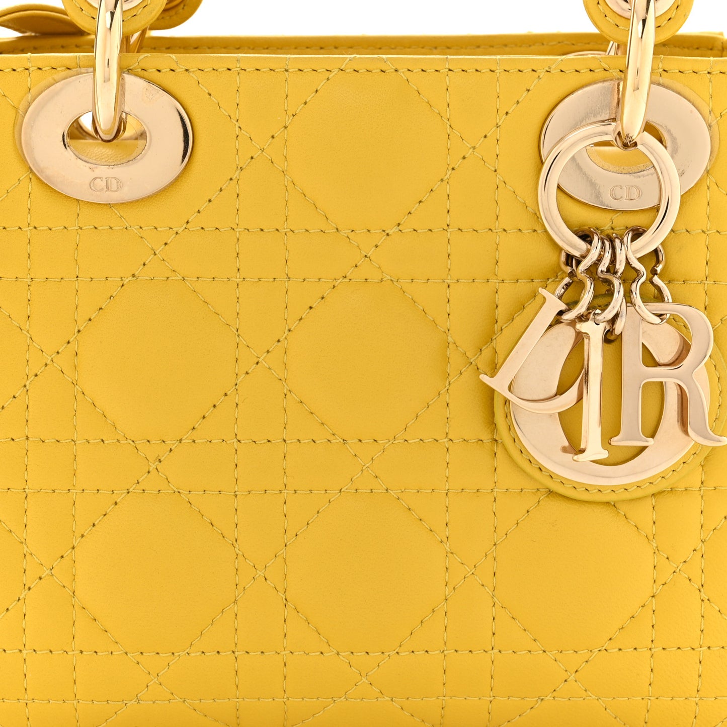 Lambskin Cannage Mini Lady Dior Yellow