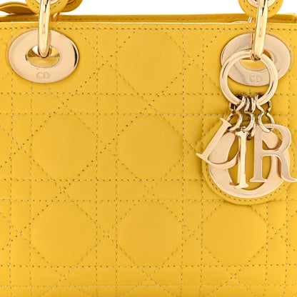 Christian Dior Lambskin Cannage Mini Lady Dior Yellow 8 of 12