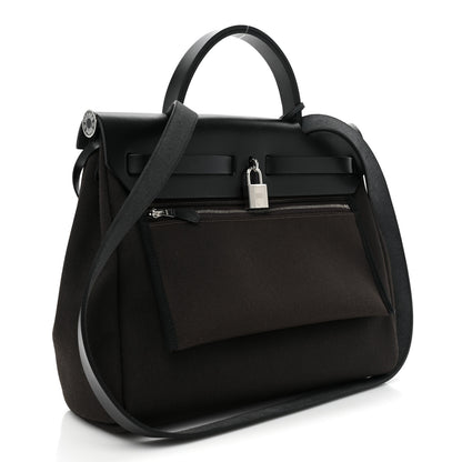 Hermes Military Toile Vache Hunter Herbag Zip Retourne 31 PM Ebene Black 4 of 12