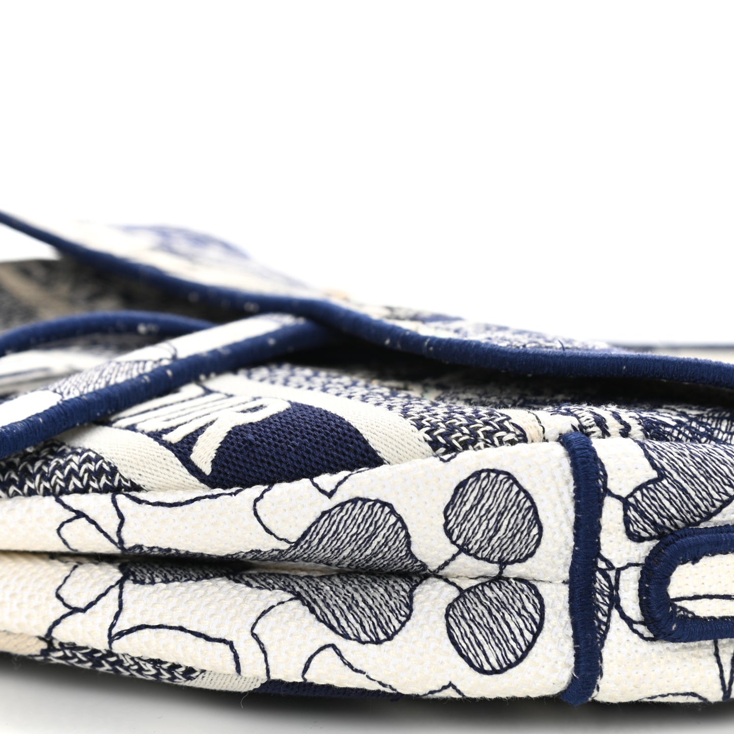 Canvas Embroidered Around the World Saddle Bag Blue