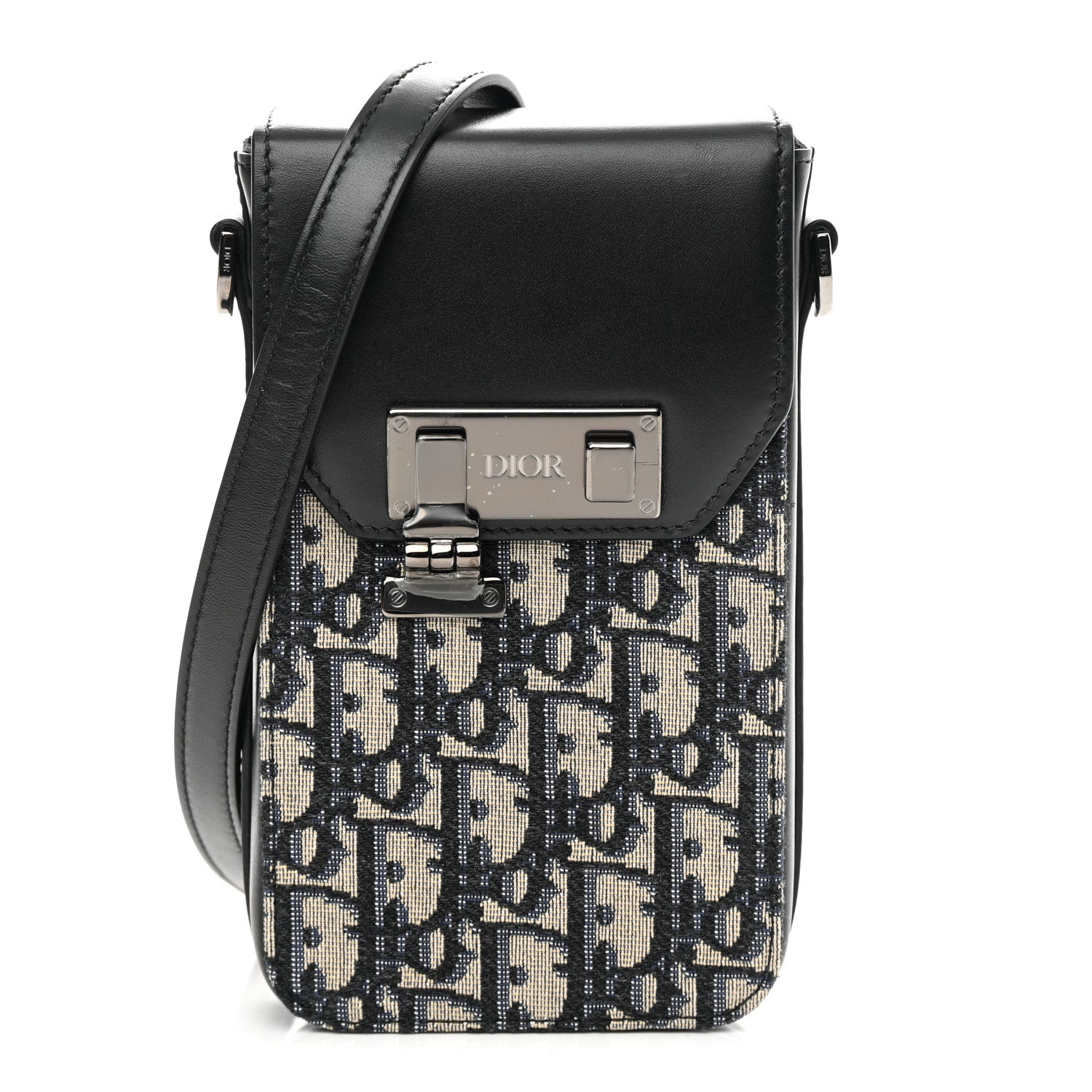 Christian Dior Oblique Calfskin Vertical Pouch Black 1 of 11