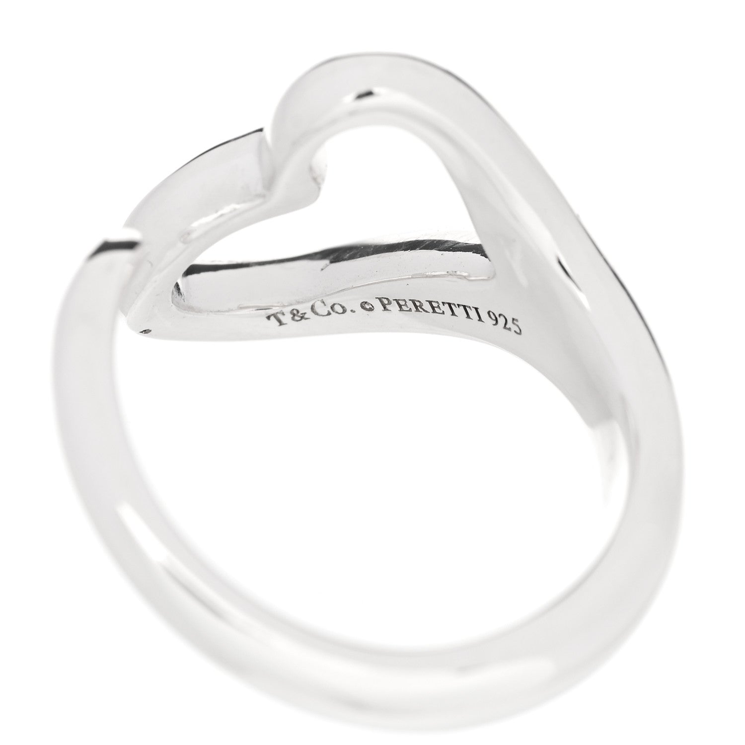 Tiffany Sterling Silver Elsa Peretti Open Heart Ring 50 5.5 4 of 4