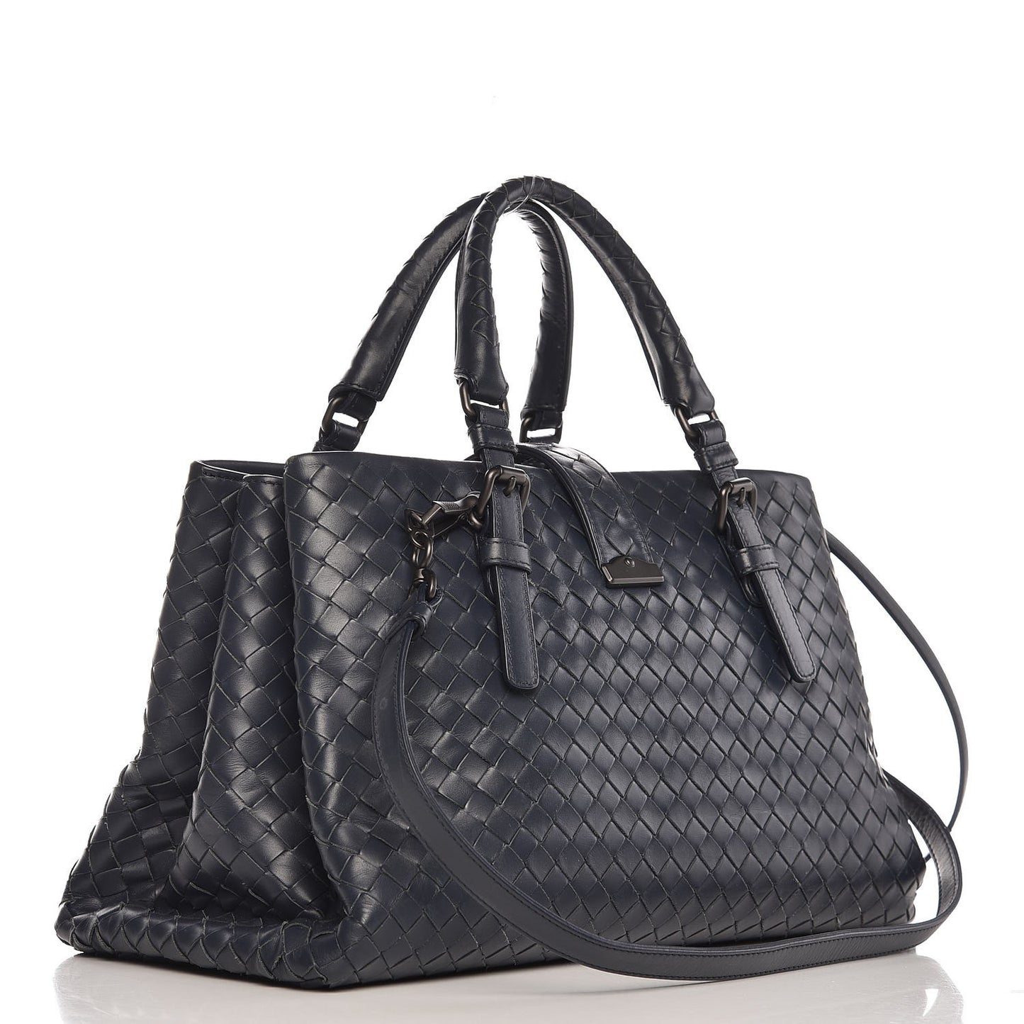 Light Calf Intrecciato Small Roma Dark Blue