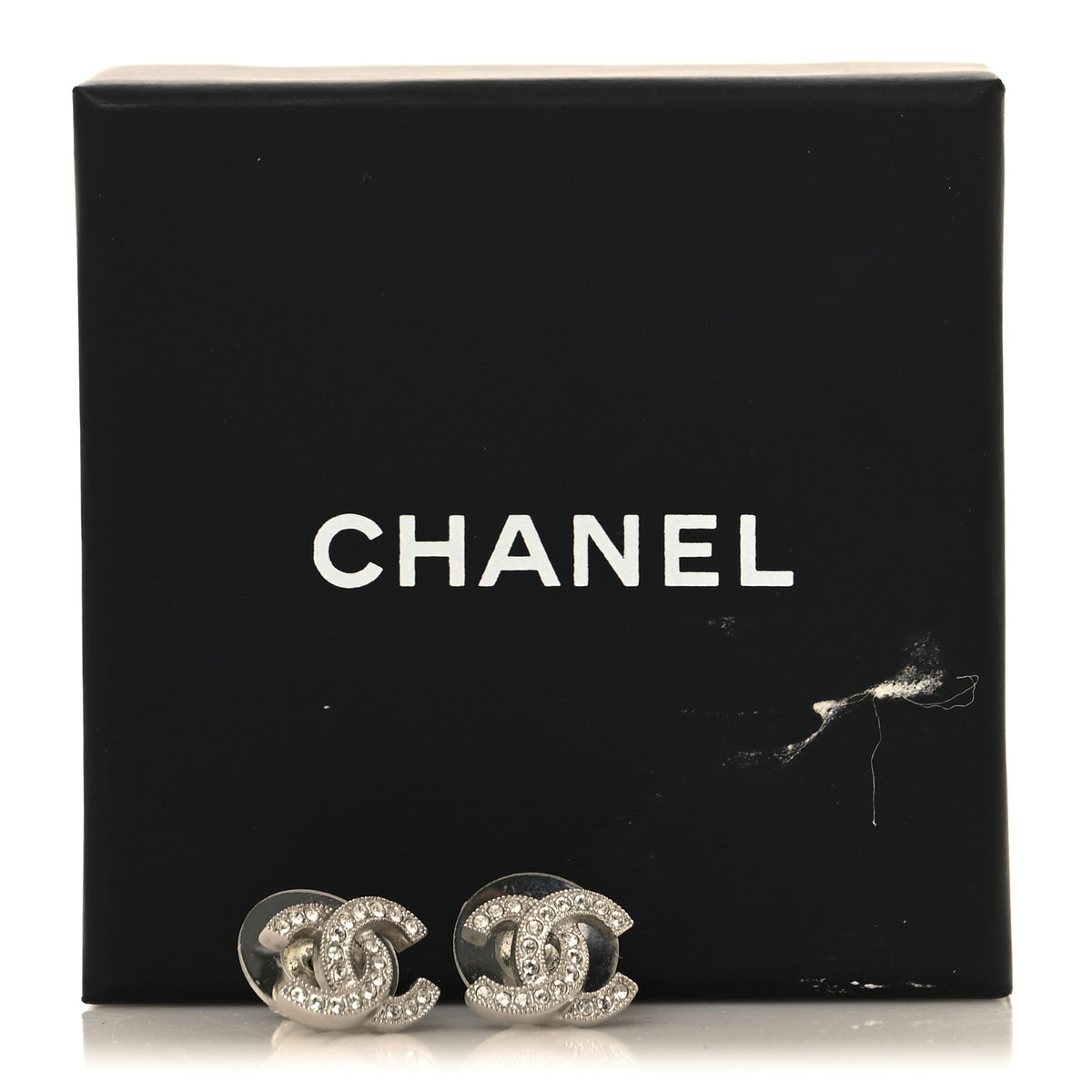 Chanel Crystal Mini Timeless CC Earrings Silver 5 of 5