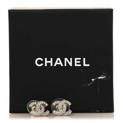 Chanel Crystal Mini Timeless CC Earrings Silver 5 of 5