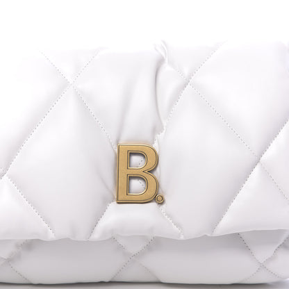 Balenciaga Nappa Calfskin Quilted Touch B Puffy Clutch White 9 of 9
