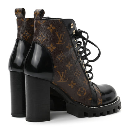 Louis Vuitton Patent Calfskin Monogram Star Trail Ankle Boots 38 Black 4 of 10