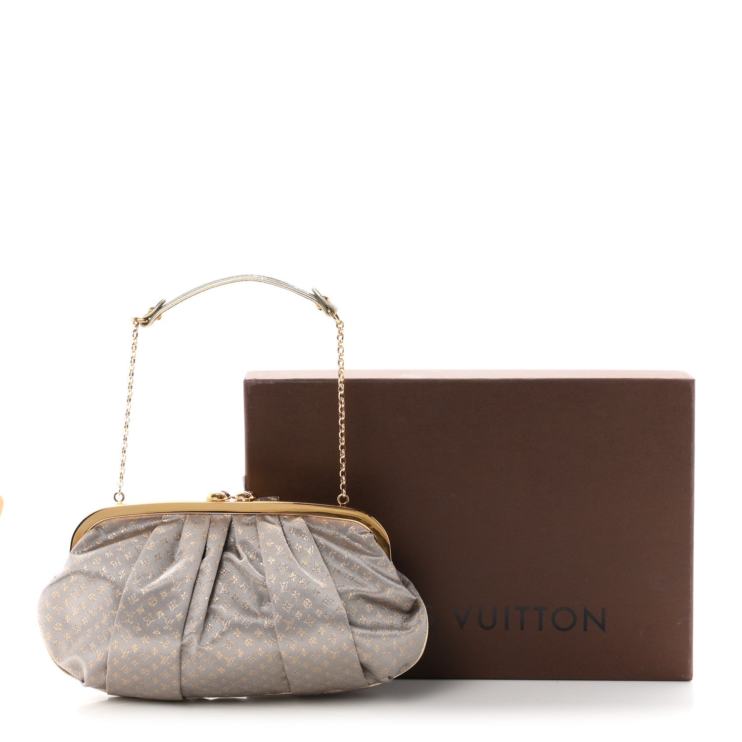 Louis Vuitton Satin Monogram Aumoniere Clutch Silver 10 of 10