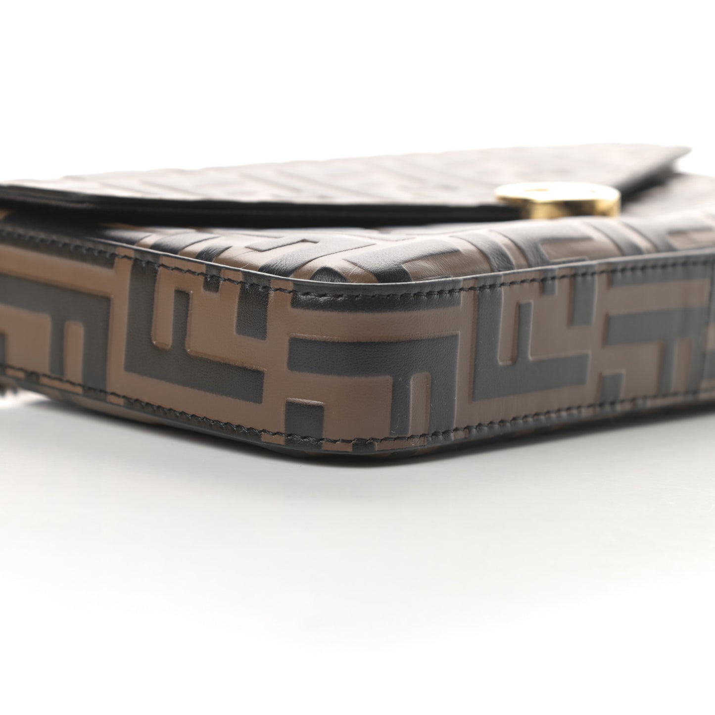 Vitello Soft F is Fendi Bi-Color FF 1974 Embossed Envelope Wallet On Chain with Pouches Maya Black