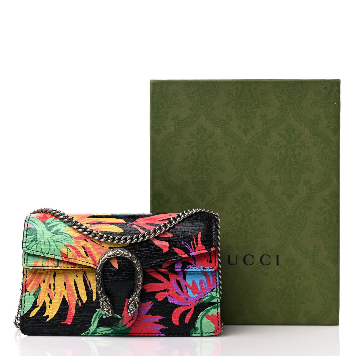 Gucci X KEN SCOTT New Shangai Calfskin Jenny Floral Print Super Mini Dionysus Shoulder Bag Black Pink 9 of 9